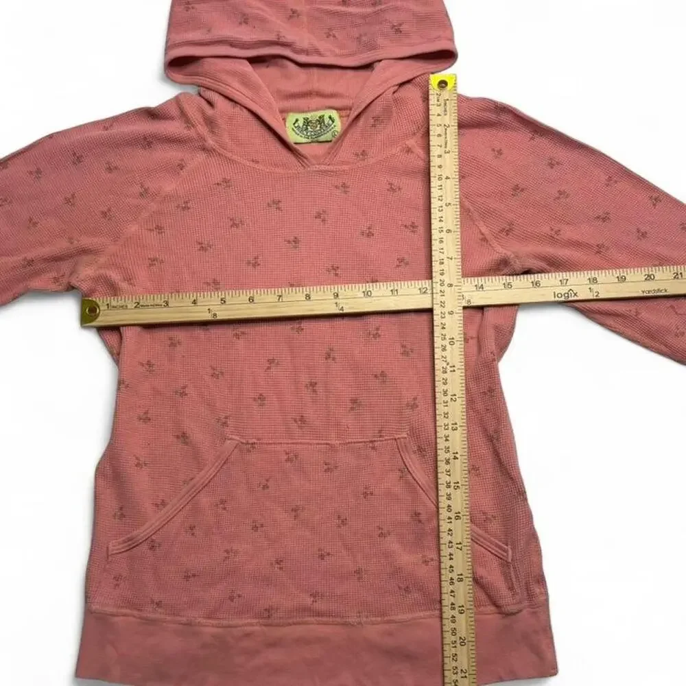 Juicy Couture pink Vintage Cotton floral hoodie 3/4 sleeve layering top Size L - Picture 5 of 8
